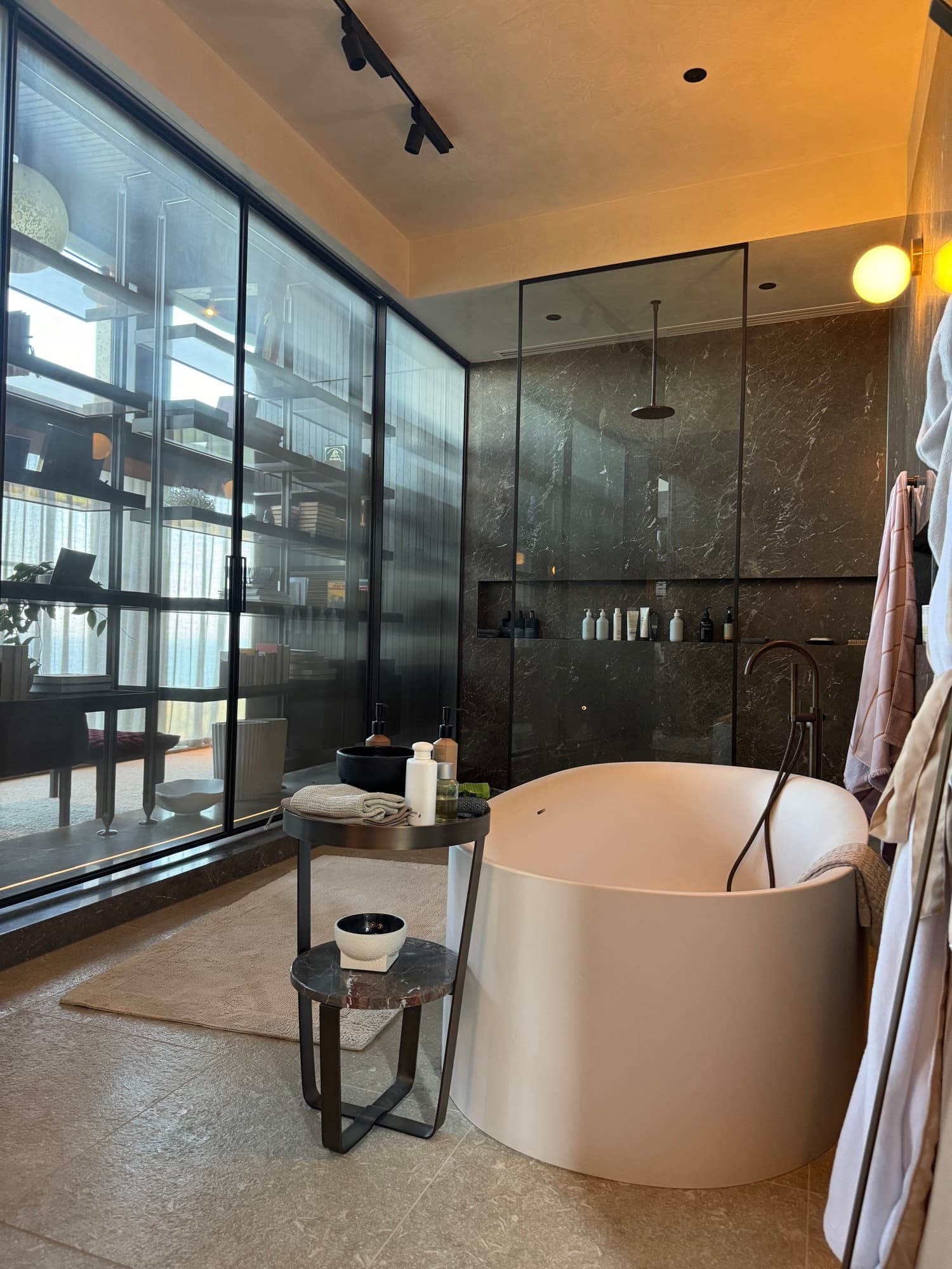 Luxury bathroom with Apple HomeKit smart lighting integration